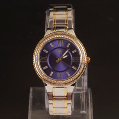 Women Chain Wrist Watch Two Tone Blue DL