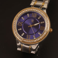 Women Chain Wrist Watch Two Tone Blue DL