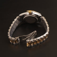 Women Chain Wrist Watch Two Tone Light Green R