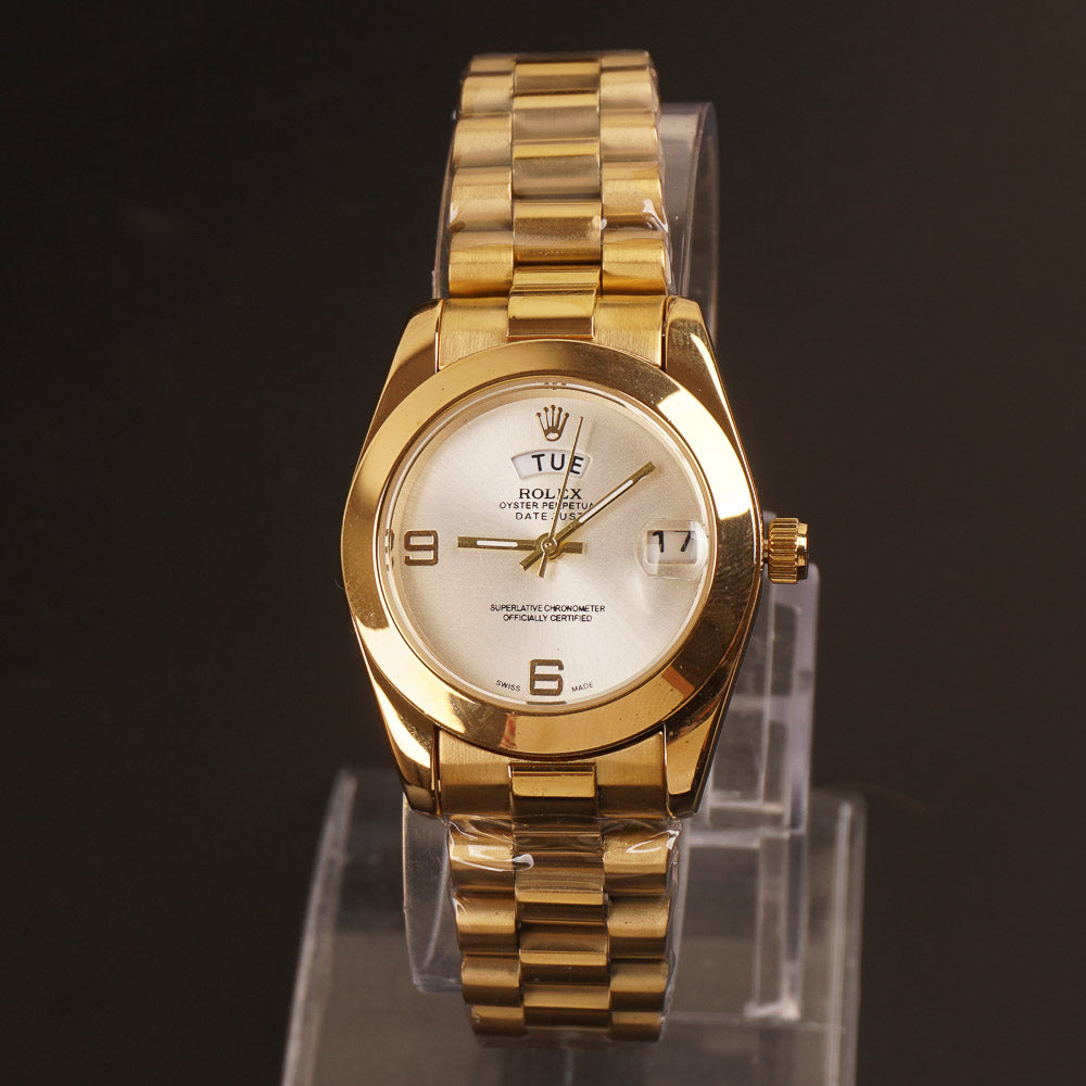 Women Chain Wrist Watch Golden White R