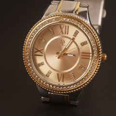 Women Chain Wrist Watch Two Tone Golden DL