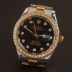 Mens Wrist Watch Two Tone Black R