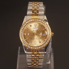 Mens Wrist Watch Two Tone Golden R