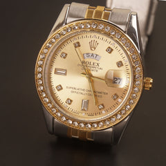 Mens Wrist Watch Two Tone Golden R