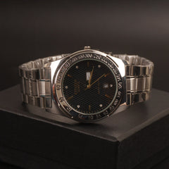 Mens Chain Writs Watch Silver Black C