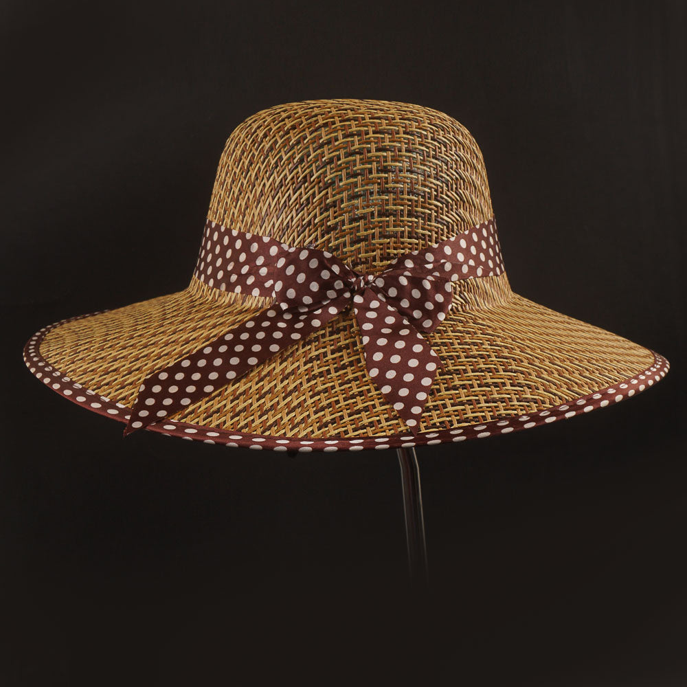 Brown Ribbon Cowboy Spring Summer Wide Brim Beach Hat