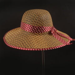 Maroon Ribbon Cowboy Spring Summer Wide Brim Beach Hat