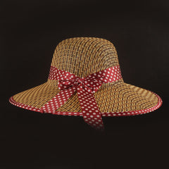Maroon Ribbon Cowboy Spring Summer Wide Brim Beach Hat