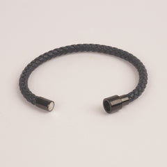 Navy Blue Leather with Black Lock Leather Fashion Bracelet