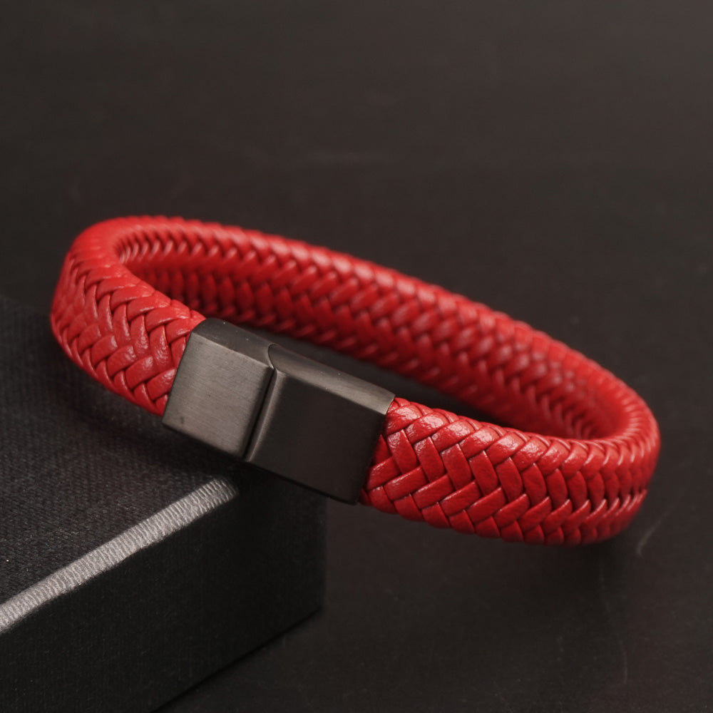 Red Leather Braid Bracelet