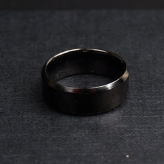 Black Round Titanium Ring