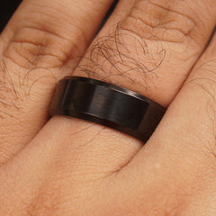 Black Round Titanium Ring