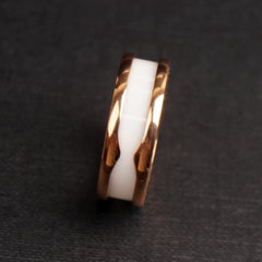 Mens White Rosegold Ring B