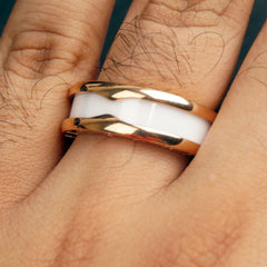 Mens White Rosegold Ring B
