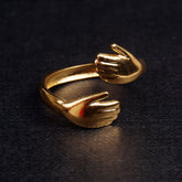 Stainless Steel Rings Hugs Design Golden