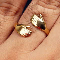 Stainless Steel Rings Hugs Design Golden