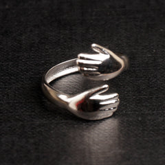 Stainless Steel Rings Hugs Design Silver