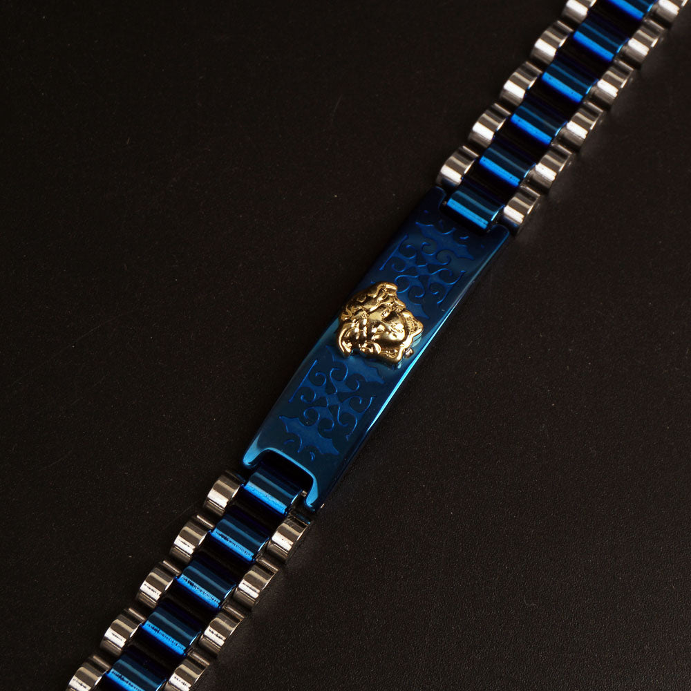 Mens Two Tone Blue Chain Bracelet V