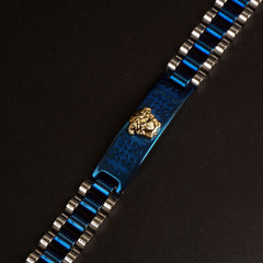 Mens Two Tone Blue Chain Bracelet V