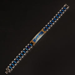 Mens Two Tone Blue Chain Bracelet C