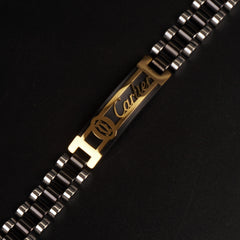 Mens Two Tone Black Chain Bracelet C