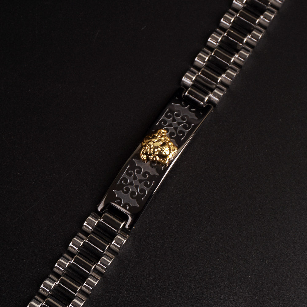 Mens Two Tone Black Chain Bracelet V