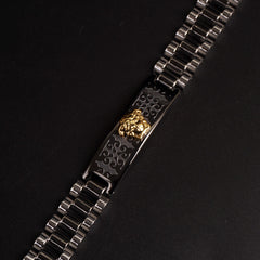 Mens Two Tone Black Chain Bracelet V