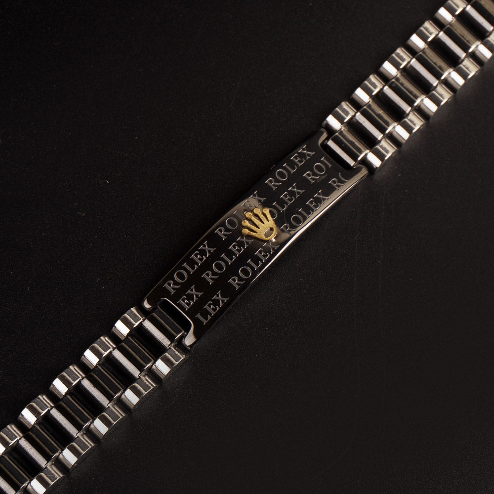 Mens Black Two Tone Chain Bracelet R