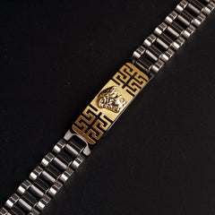 Mens Two Tone Black Chain Bracelet V