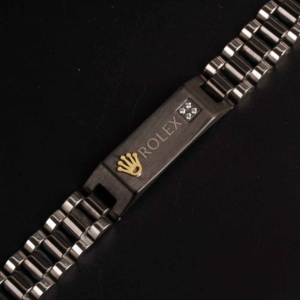 Mens Black Two Tone Chain Bracelet R
