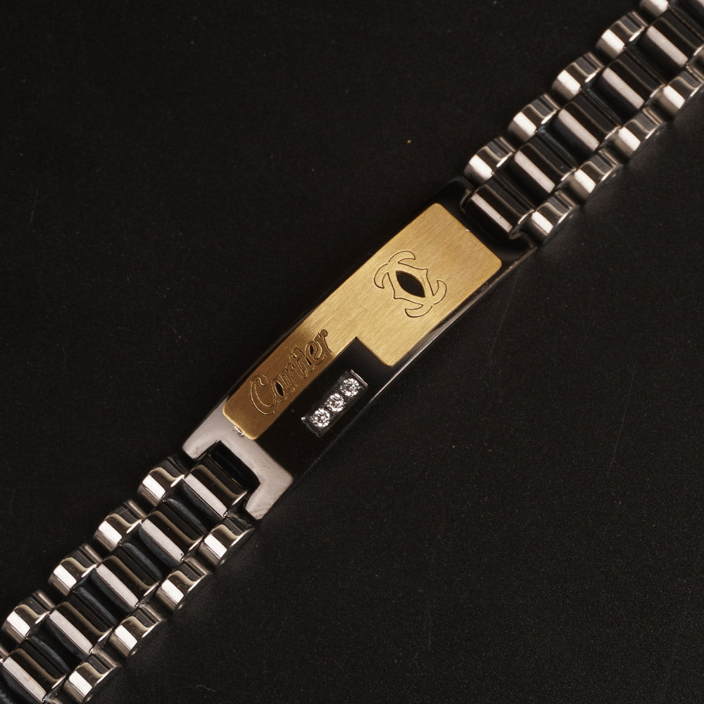 Mens Two Tone Chain Bracelet C