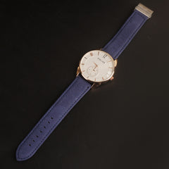 Mens Wrist Watch Blue Strap White Dial