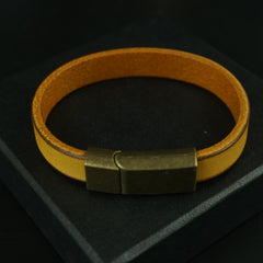 Yellow Leather Magnetic Clasp Bracelet