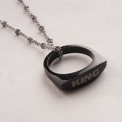 Mens Silver Chain Locket Black
