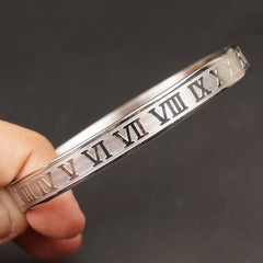 Mens Silver Branded Kara Numeric