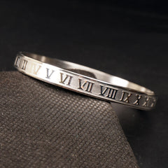 Mens Silver Branded Kara Numeric