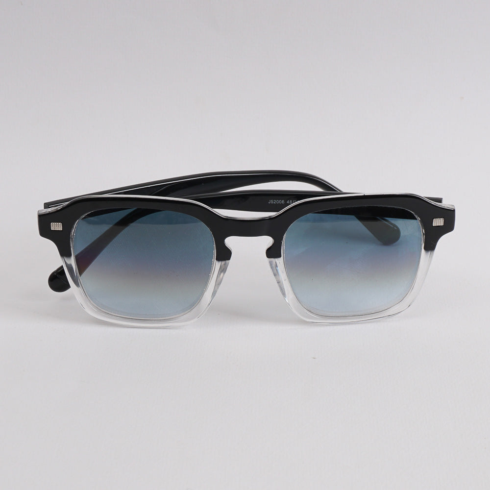 Blk White Sunglasses with Lite Blue Shade