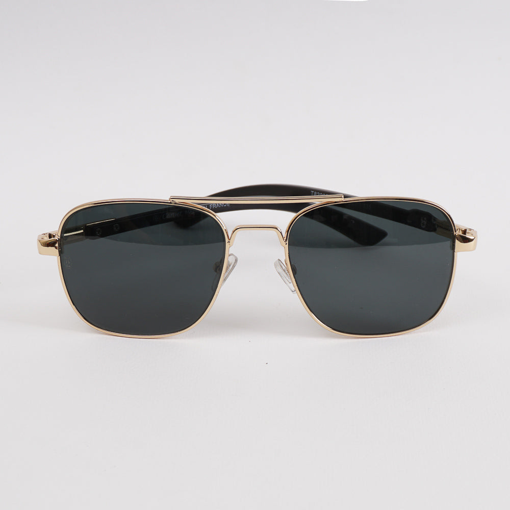 Golden Sunglasses with Black Shade Wooden Stick