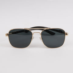 Golden Sunglasses with Black Shade Wooden Stick