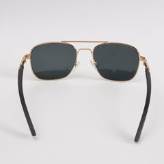 Golden Sunglasses with Black Shade Wooden Stick