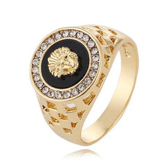 Gold Medusa Lion Head Mens Finger Ring