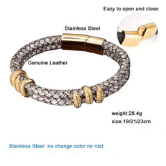 Gold Dragon Claw Fashion Handmade Rope Gray Vintage Leather Bracelet