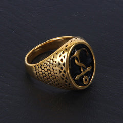 Golden Anchor Style Punk Men's Ring