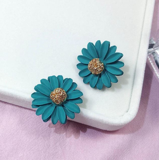 Green Sun Flower Style Women Korean Drop Fashion Earrings
