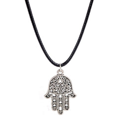 Hand Silver Metal Locket Leather Rope - Thebuyspot.com