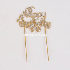 Golden Happy Birthday Cake Topper