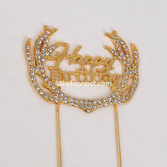 Fancy Golden Happy Birthday Cake Topper