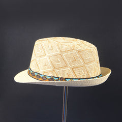 Beige Beach Summer Women Men Elegant Beach Cap Panama Hat