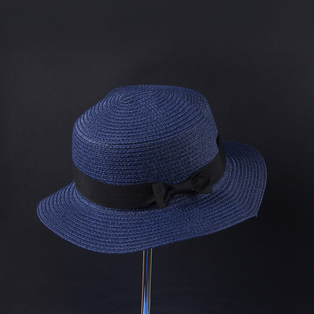 Blue Fashion Bow Casual Brim Cap