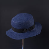 Blue Fashion Bow Casual Brim Cap